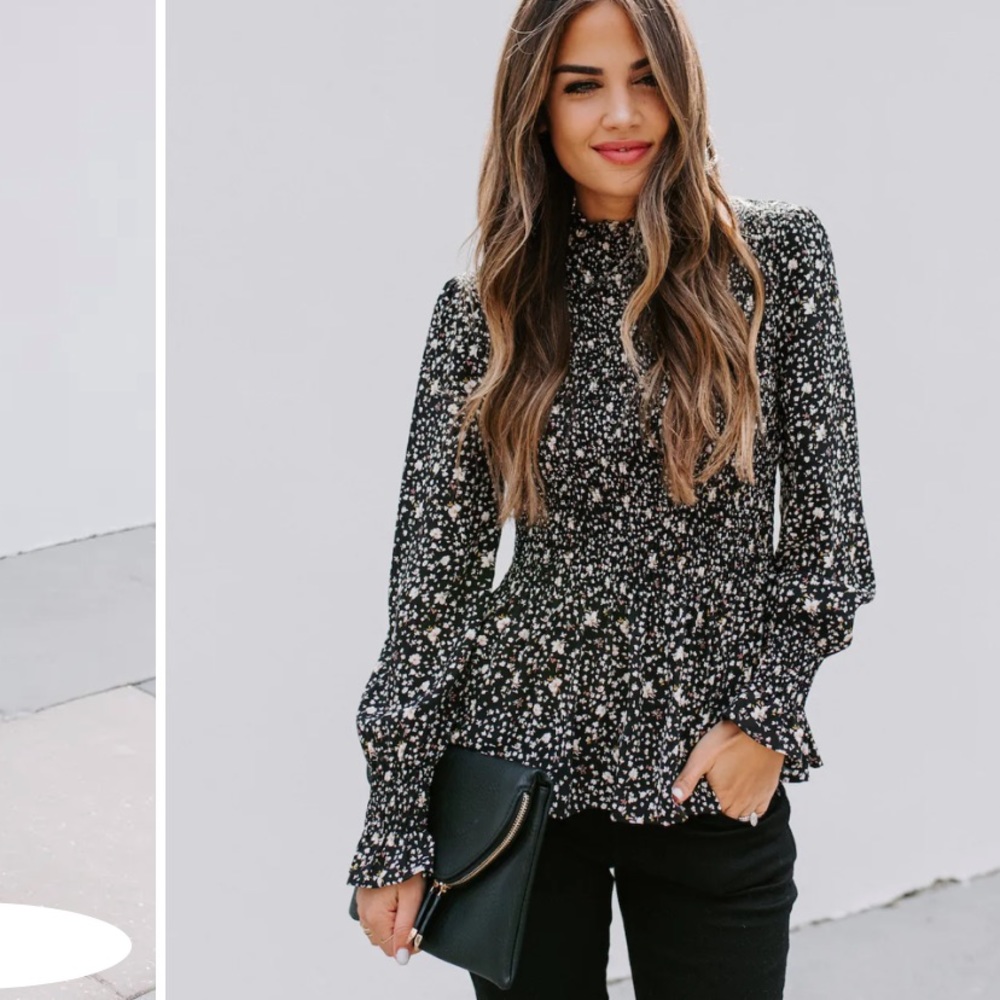 Smocked Floral Blouse